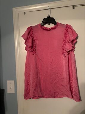 glam Pink Ruffle Sleeve Blouse